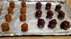 1/2 chocolate dipped, 1/2 plain pb balls! 
